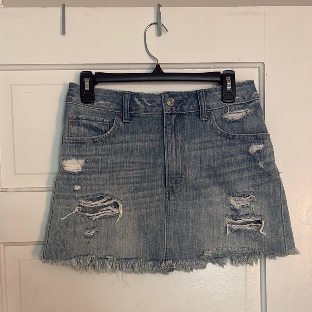 Abercrombie & Fitch Distressed Denim Mini Skirt